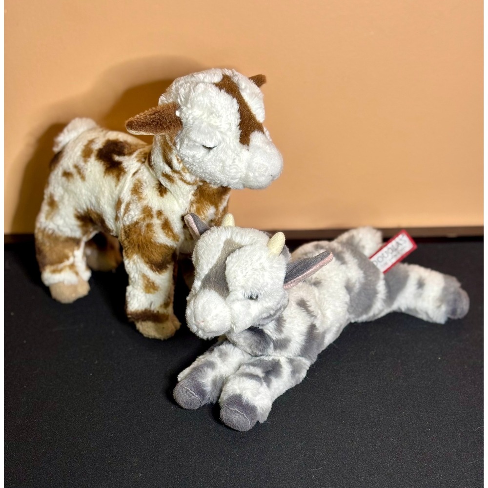 Douglas Cuddle Toy Goat Plush Set Gerti 1842 Standing Poppy 1549 Lying Goat